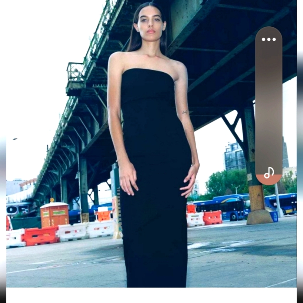 ZARA Black Stretch The Fitted  Denim Strapless Maxi Dress Size M NEW WITHOU TAGS
